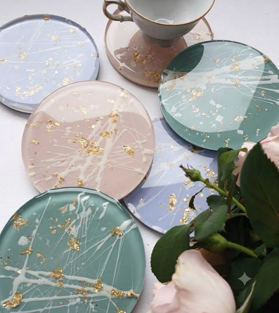 Pastel Bloom Coasters ( 6 PCS)